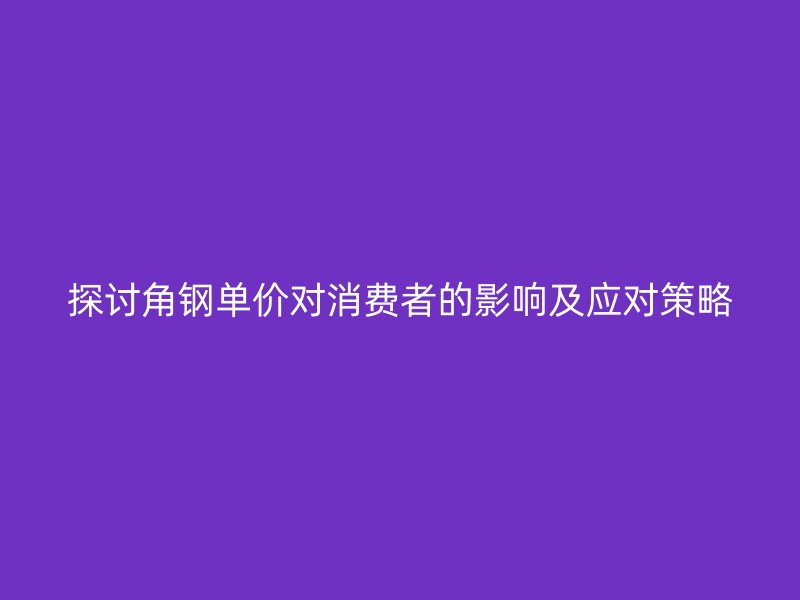 探討角鋼單價對消費(fèi)者的影響及應(yīng)對策略