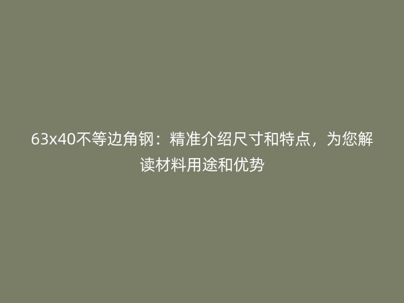 63x40不等邊角鋼：精準(zhǔn)介紹尺寸和特點(diǎn)，為您解讀材料用途和優(yōu)勢