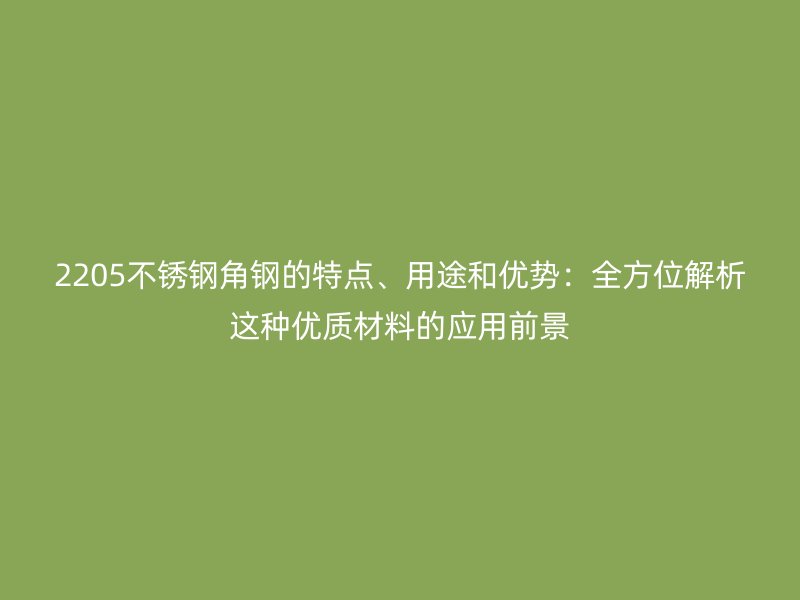 2205不銹鋼角鋼的特點、用途和優勢：全方位解析這種優質材料的應用前景