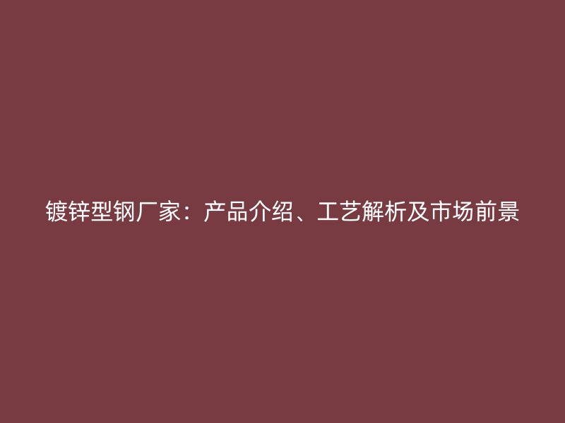 鍍鋅型鋼廠家：產品介紹、工藝解析及市場前景