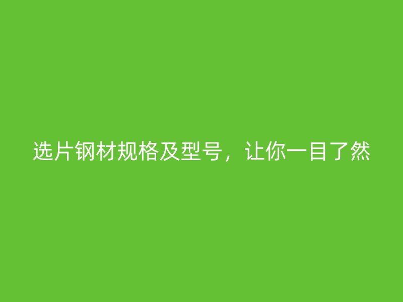 選片鋼材規格及型號，讓你一目了然