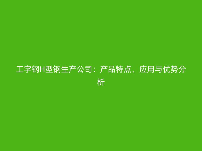 工字鋼H型鋼生產公司：產品特點、應用與優勢分析