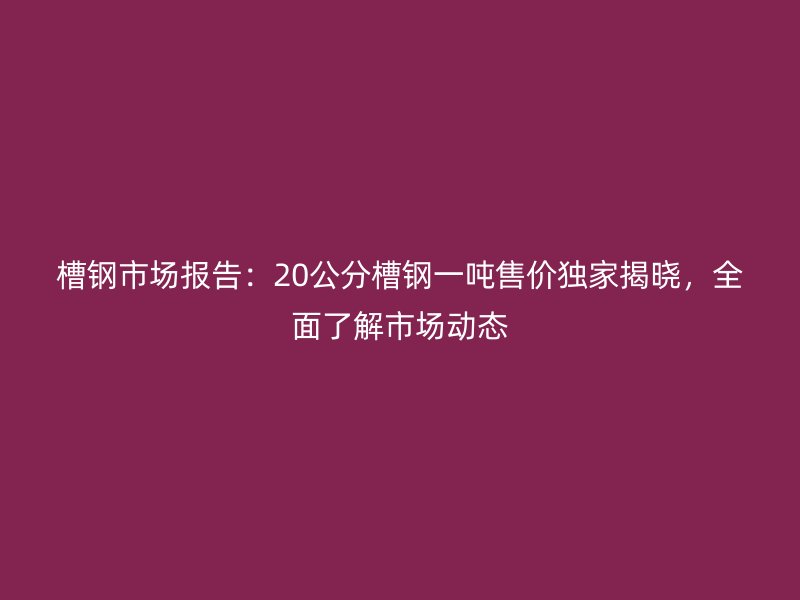 槽鋼市場報告：20公分槽鋼一噸售價獨家揭曉，全面了解市場動態
