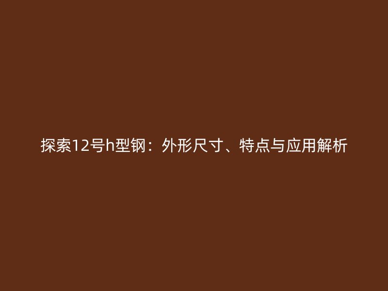 探索12號h型鋼：外形尺寸、特點與應用解析