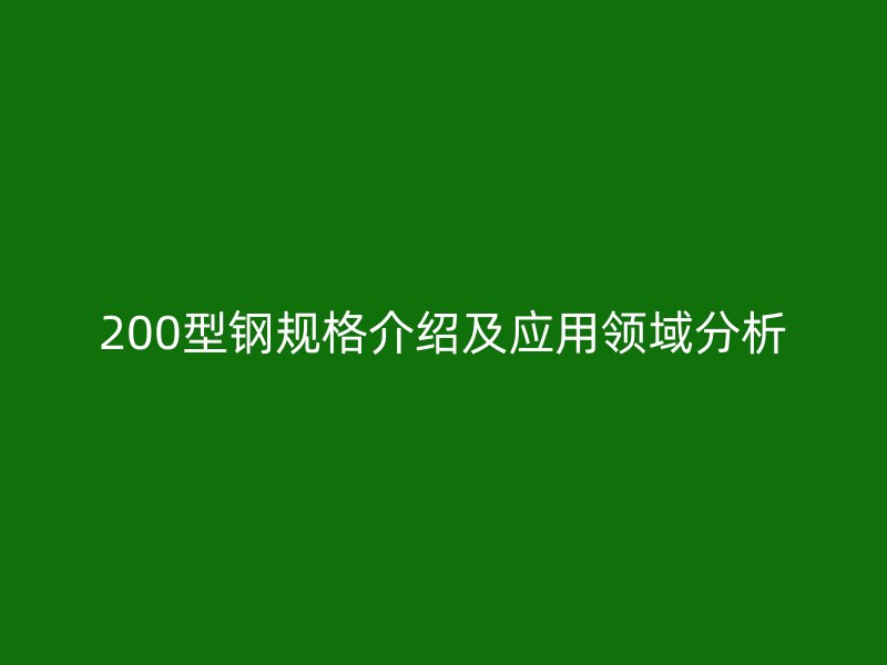 200型鋼規格介紹及應用領域分析