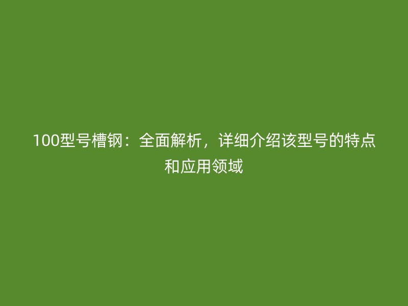 100型號槽鋼：全面解析，詳細介紹該型號的特點和應用領域